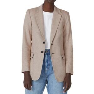 Current Elliott Beige Plaid Oversized Boxy Blazer SIZE 4 Preppy Designer $328